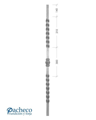 Balaustre Forjado Entorchado Macolla Central 1000 mm alto Cuadrado 14-16 mm