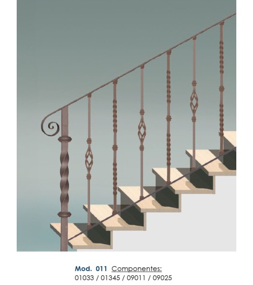 Balaustre Forjado Entorchado Anillo Central 1000 mm alto Cuadrado 14-16-20 mm