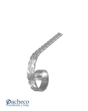 Remate para Pasamanos de Forja de Caracol con Estampación Floral y Cantos Labrados Pletina 40x8 mm