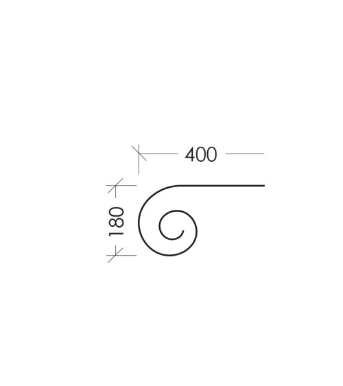 Remate para Pasamanos de Forja de Caracol con Estampación Floral y Cantos Labrados Pletina 40x8 mm