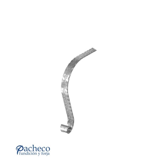 Remate para Pasamanos de Forja con Curva Abierta con Estampación Floral y Cantos Labrados Pletina 40x8 mm
