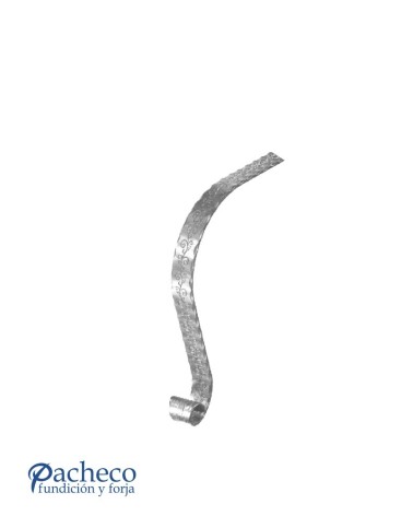 Remate para Pasamanos de Forja con Curva Abierta con Estampación Floral y Cantos Labrados Pletina 40x8 mm