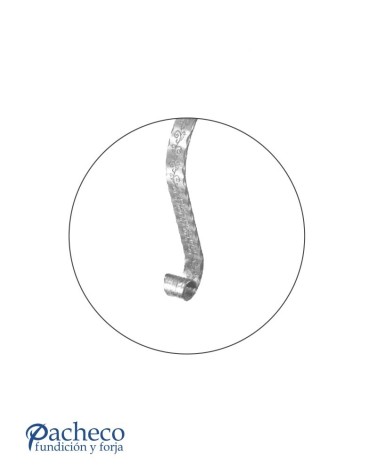 Remate para Pasamanos de Forja con Curva Abierta con Estampación Floral y Cantos Labrados Pletina 40x8 mm