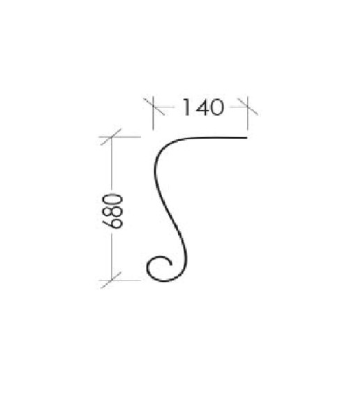 Remate para Pasamanos de Forja con Curva Abierta con Estampación Floral y Cantos Labrados Pletina 40x8 mm
