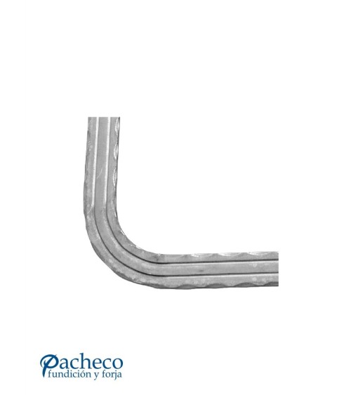 Pasamanos de Forja en Curva Liso con Cantos Labrados Pletina A 90º 40x8 mm