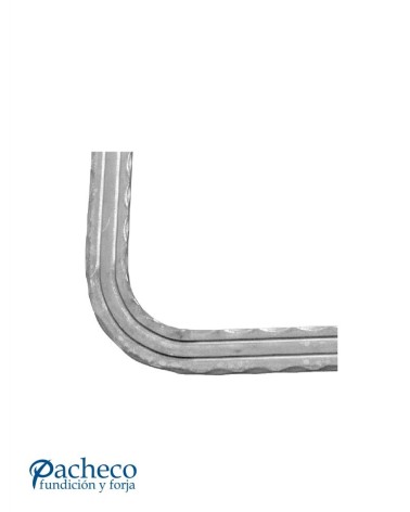 Pasamanos de Forja en Curva Liso con Cantos Labrados Pletina A 90º 40x8 mm