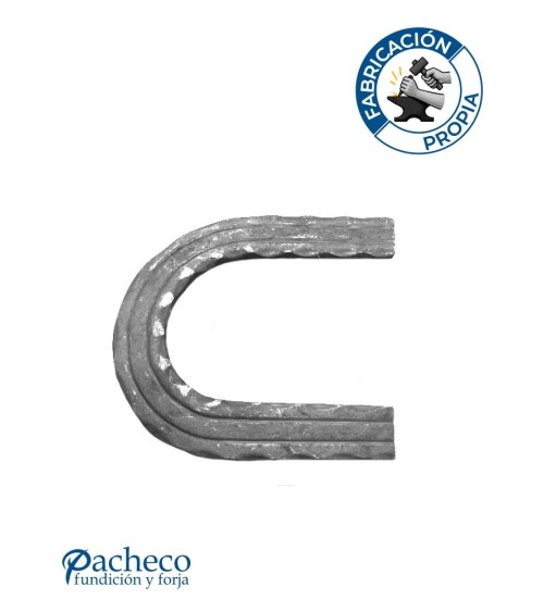 Pasamanos de Forja en Curva Cerrada Liso con Cantos Labrados Pletina 40x8 mm