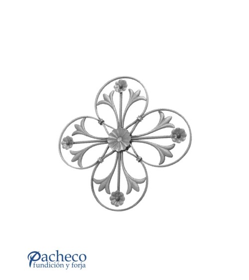 Panel de Forja Trebol con Adornos Florales Pletina 12x6 mm