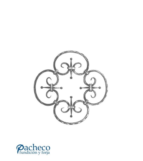 Panel de Forja Flor con Ces de Forja Cuadrado 12 mm
