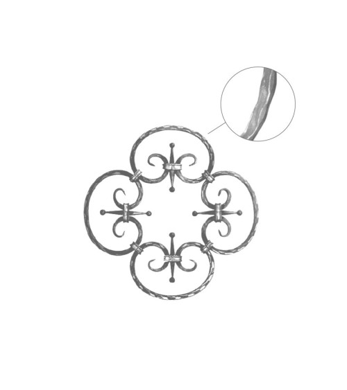Panel de Forja Flor con Ces de Forja Cuadrado 12 mm