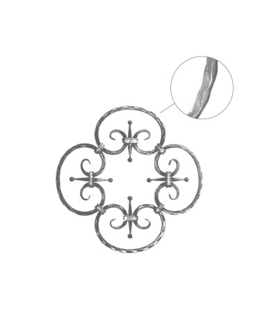 Panel de Forja Flor con Ces de Forja Cuadrado 12 mm