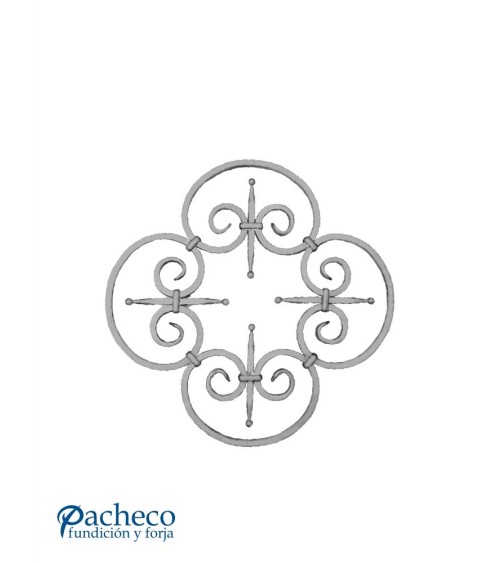 Panel de Forja Flor con Ces de Forja Cuadrado 14 mm