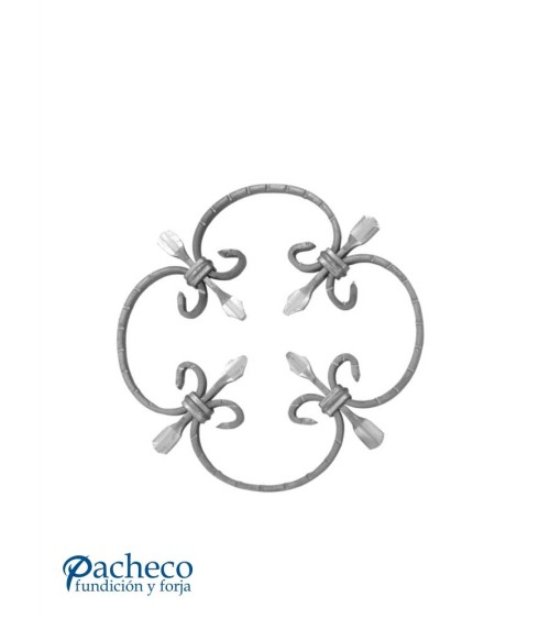 Panel de Hierro Forjado con Ces y flor de Forja Pletina 10x5 mm