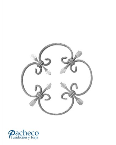 Panel de Hierro Forjado con Ces y flor de Forja Pletina 10x5 mm