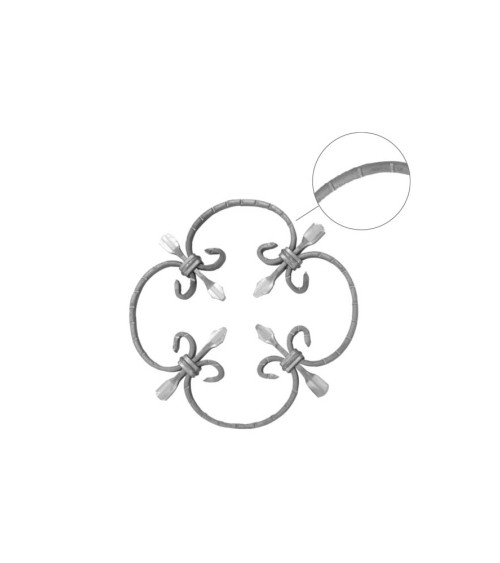 Panel de Hierro Forjado con Ces y flor de Forja Pletina 10x5 mm