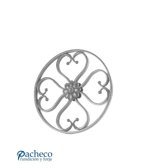Panel de Forja Composición de Corazones con Roseta Central Pletina 12x6 mm