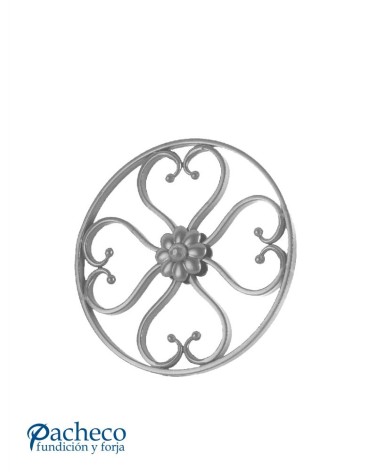 Panel de Forja Composición de Corazones con Roseta Central Pletina 12x6 mm