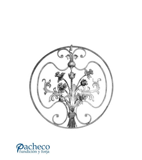 Panel de Forja con Ramo de Flores de Forja Central Pletina 14x8 mm