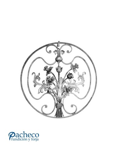 Panel de Forja con Ramo de Flores de Forja Central Pletina 14x8 mm