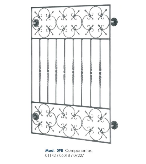 Panel de Hierro Forjado con Ces y flor de Forja Pletina 10x5 mm