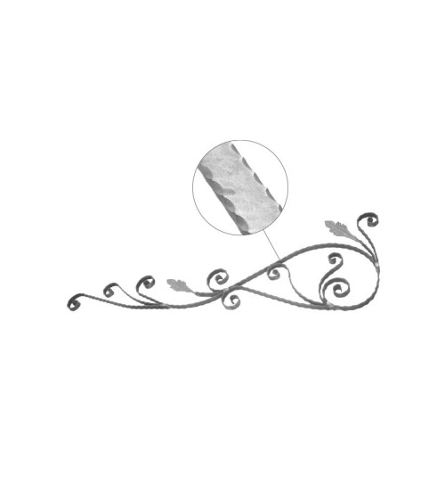 Montante de Forja con Volutas Labradas Pletina 25x6 mm