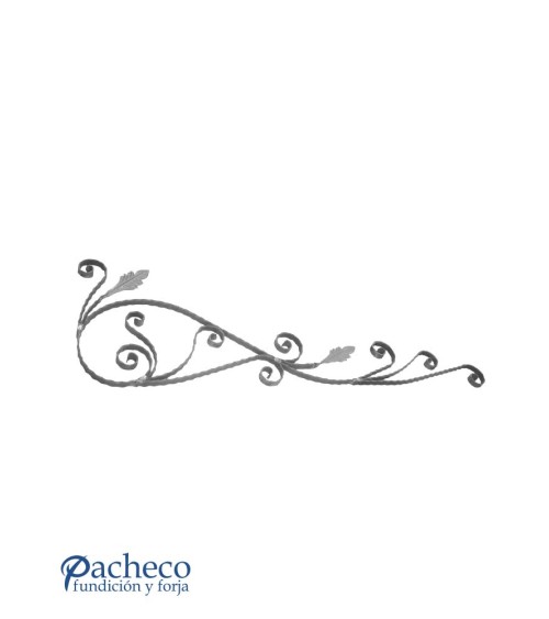 Montante de Hierro Forjado con Volutas Labradas Pletina 25x6 mm