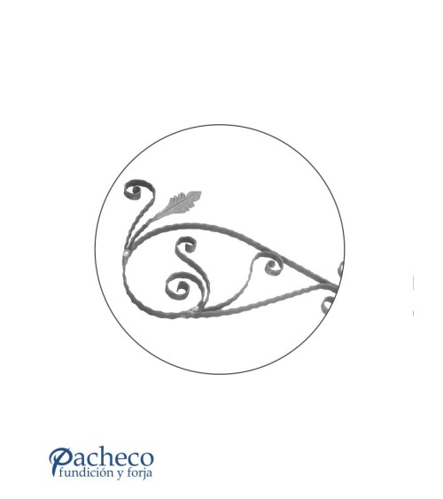 Montante de Hierro Forjado con Volutas Labradas Pletina 25x6 mm