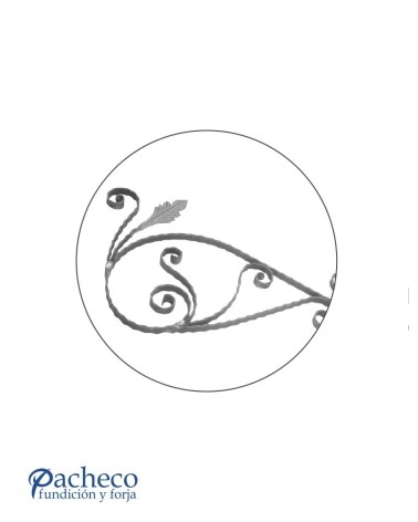 Montante de Hierro Forjado con Volutas Labradas Pletina 25x6 mm