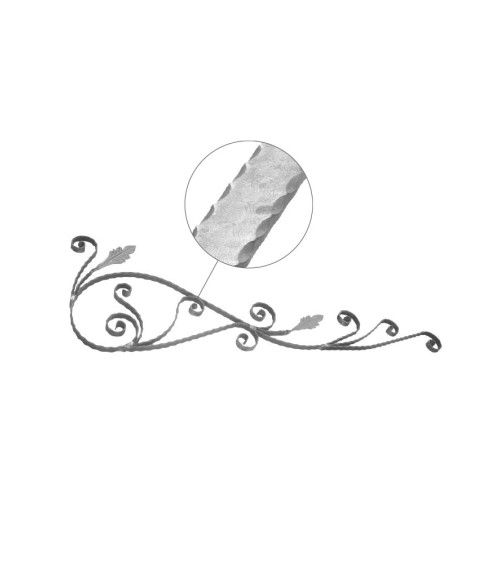 Montante de Hierro Forjado con Volutas Labradas Pletina 25x6 mm