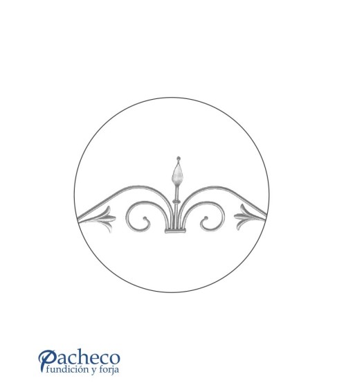 Montante de Forja con Volutas y Lanza Central Redondo 12 mm