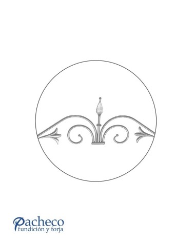 Montante de Forja con Volutas y Lanza Central Redondo 12 mm