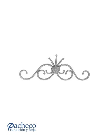 Montante de Forja con Roseta Central y Volutas Redondo 14 mm