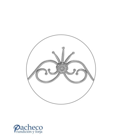 Montante de Forja con Roseta Central y Volutas Redondo 14 mm