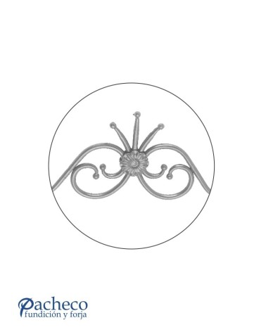 Montante de Forja con Roseta Central y Volutas Redondo 14 mm