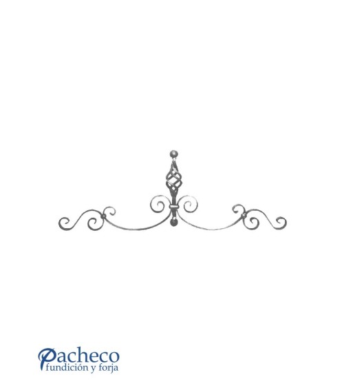 Montante de Forja con Piña Central y Volutas Pletina 20x5 mm