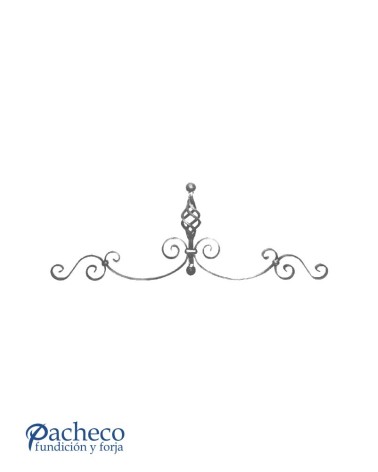 Montante de Forja con Piña Central y Volutas Pletina 20x5 mm