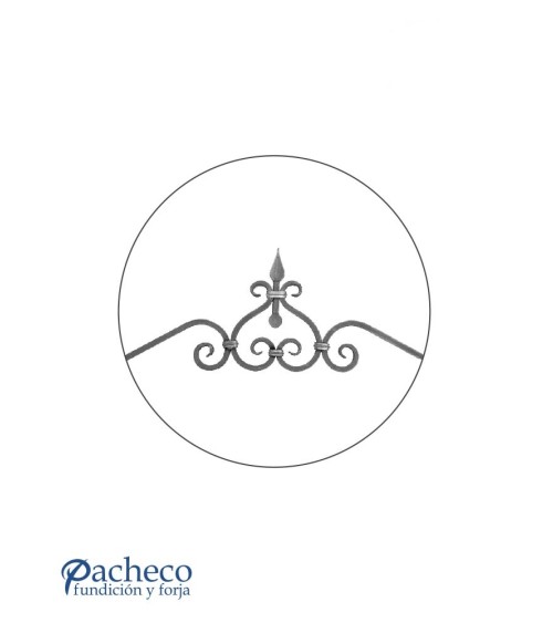 Montante de Forja con Lanza y Corazón Central Cuadrado 14 mm