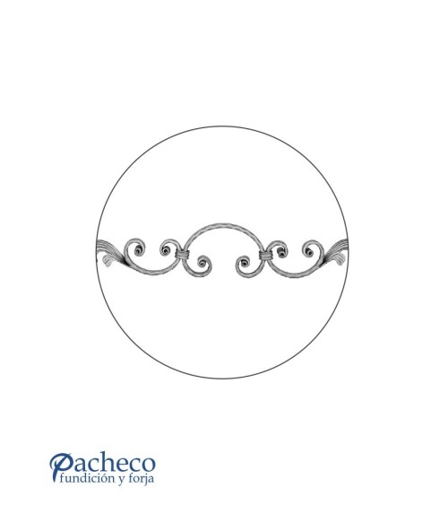 Montante de Forja con Voluta Central Pletina 16x8 mm