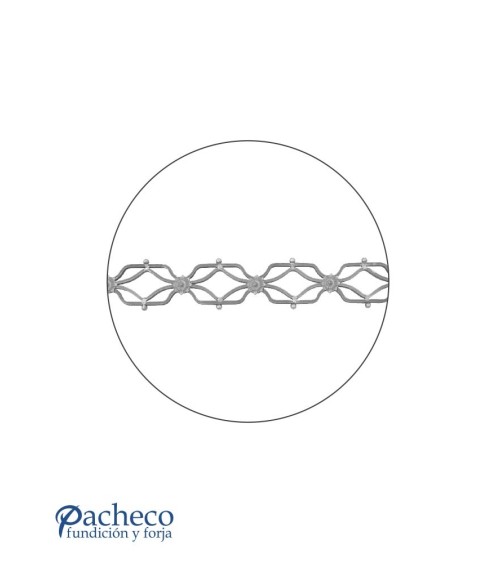 Solera de Forja con Reliave a Dos Caras y Rosetones Pletina 16x8 mm