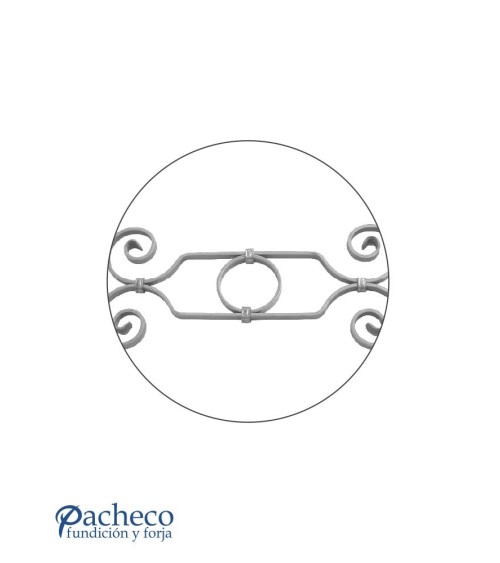 Solera de Forja con Volutas y Aro central Pletina 14x6 mm