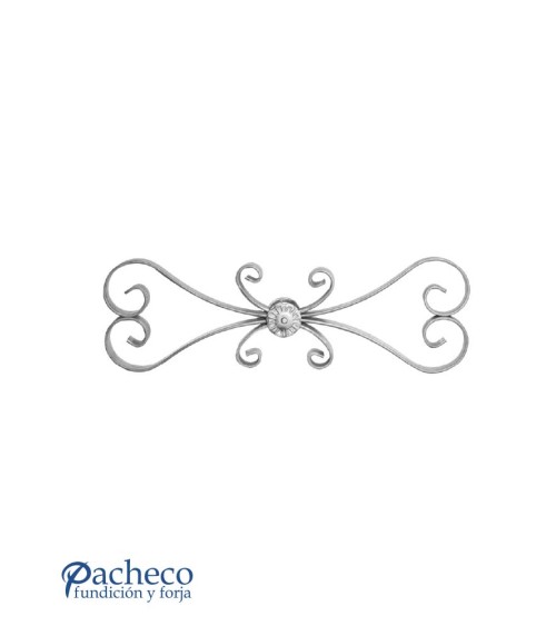 Solera de Forja con Rosetón Central y Doble Corazón Pletina 16x3-20x3 mm