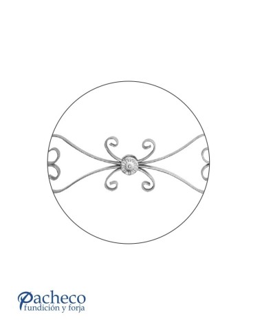 Solera de Forja con Rosetón Central y Doble Corazón Pletina 16x3-20x3 mm