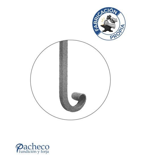 Caracola Forjada con Acabado Lengua Cuadrado 16 - 20 mm