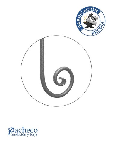 Caracola de Hierro Forjado con Acabado Lengua Redondo 16 - 20 mm