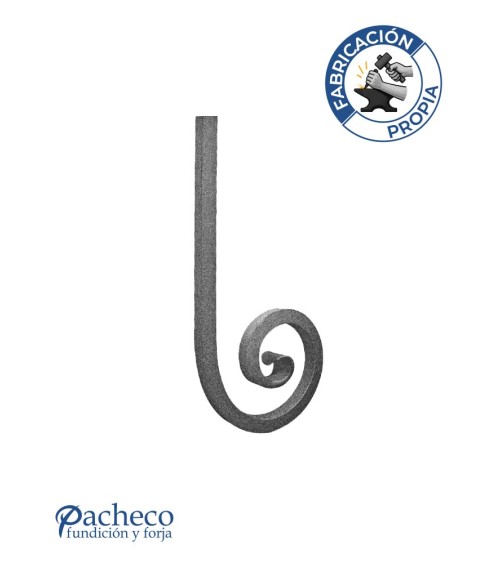 Caracola de Hierro Forjado con Acabado Lengua Cuadrado 16 - 20 mm