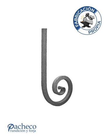 Caracola de Hierro Forjado con Acabado Lengua Cuadrado 16 - 20 mm