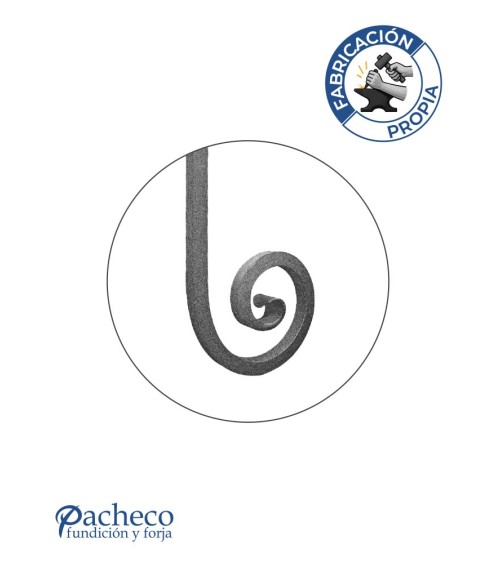 Caracola de Hierro Forjado con Acabado Lengua Cuadrado 16 - 20 mm