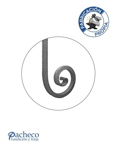 Caracola de Hierro Forjado con Acabado Lengua Cuadrado 16 - 20 mm