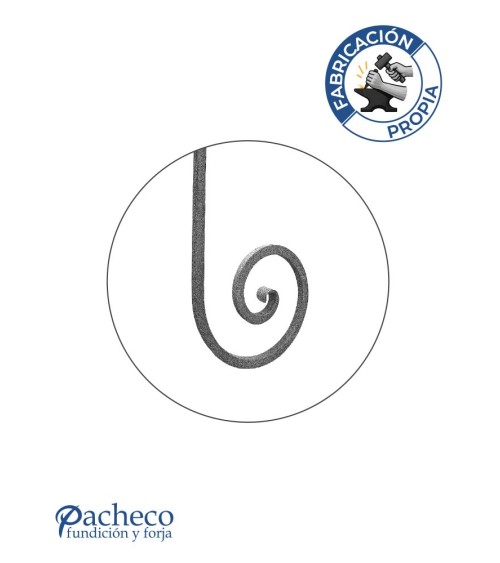 Caracola de Forja Acabado Lengua Cuadrado 16 - 20 mm