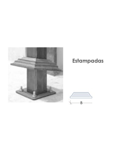 Base Cuadrada de Forja Estampada para Cuadrado 12 - 14 - 16 - 20 - 25 - 30 - 40 - 50 mm